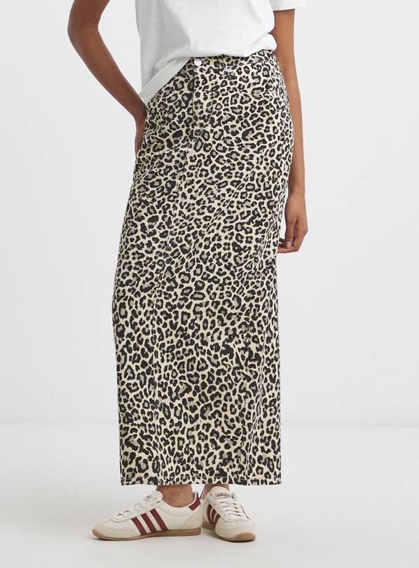 SIMPLY BE Light Leopard Denim Midaxi Skirt 16